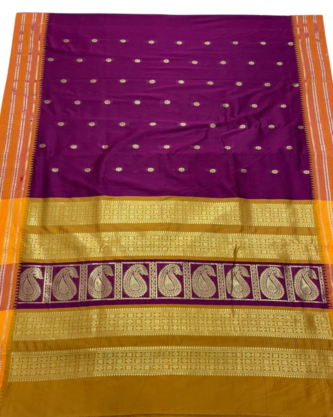 Magenta Narayanpeth Border Saree With Contrast Meena Rich Pallu