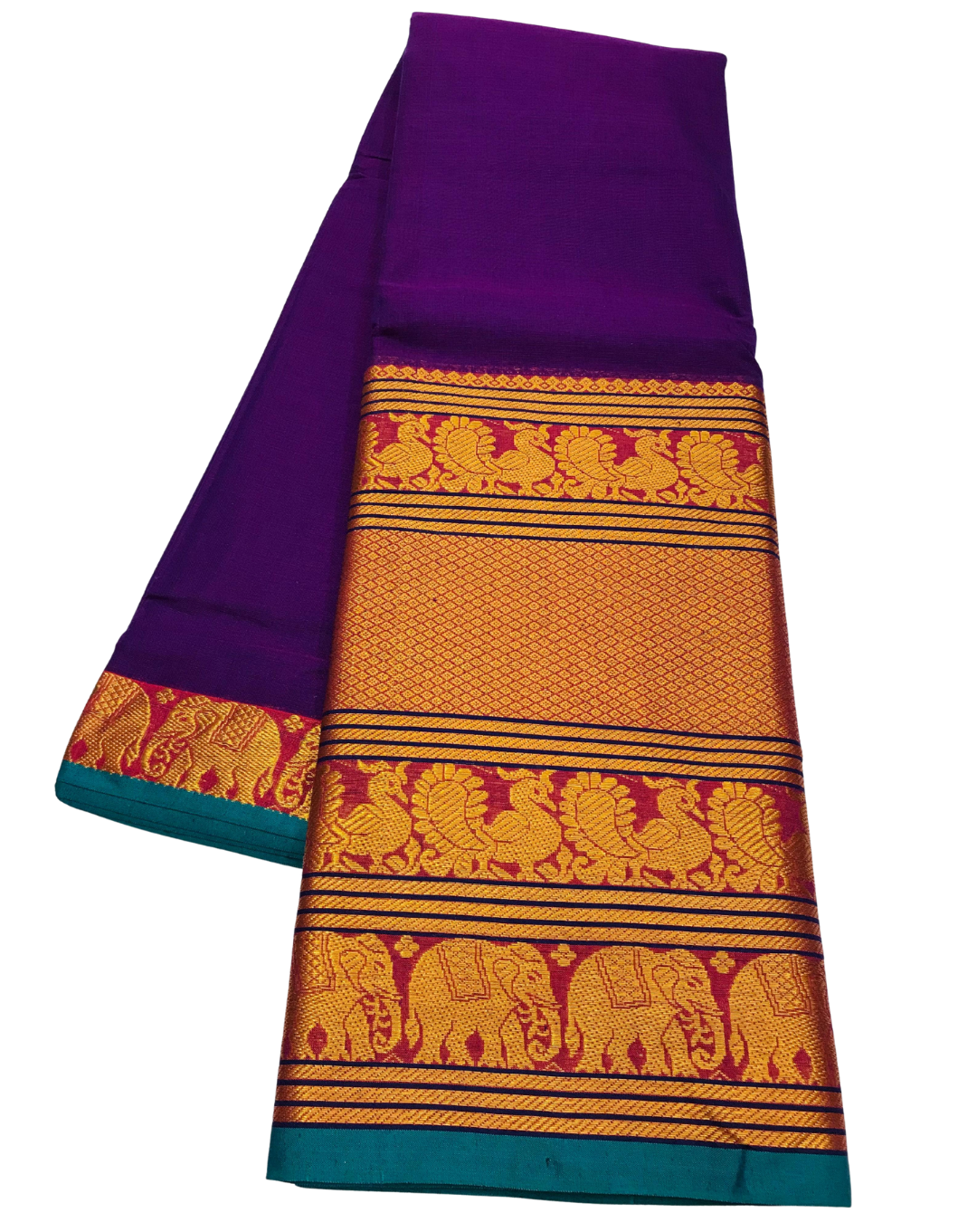 Premium Narayanapeth Handloom Mercerised Cotton Saree | Big Zari Border