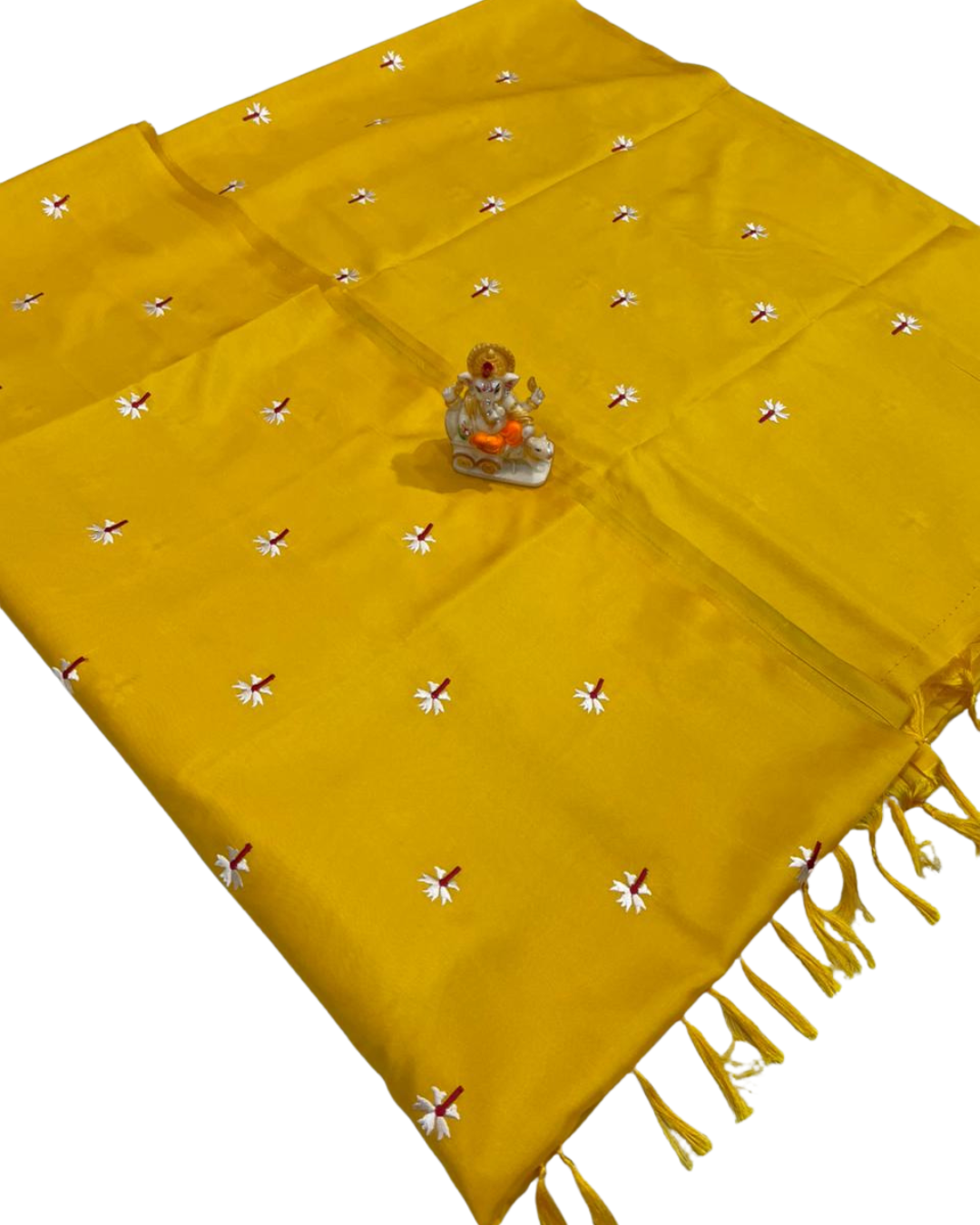 Premium Malai Silk Saree with Prajakta Phool Embroidery Work