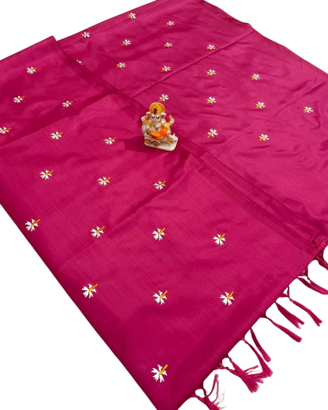 Premium Malai Silk Saree with Prajakta Phool Embroidery Work