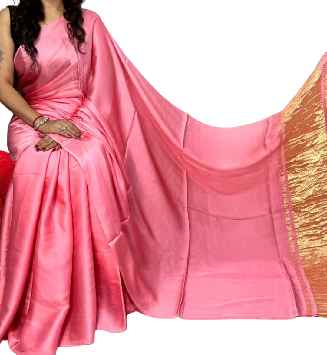 Plain Modal Silk Saree with Zari Edge Pallu