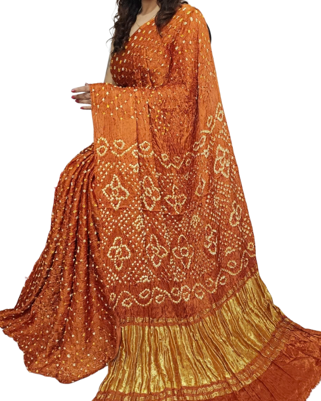 Pure Modal Silk Bandhani Saree | Authentic Hand Tie & Dye | Gujarat's Finest