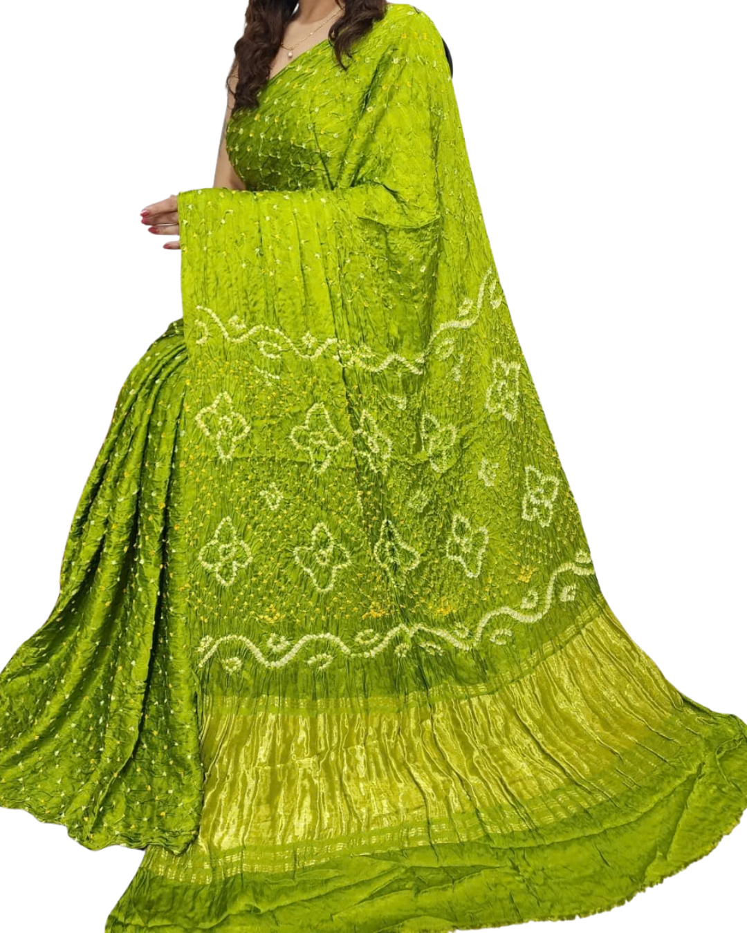 Pure Modal Silk Bandhani Saree | Authentic Hand Tie & Dye | Gujarat's Finest