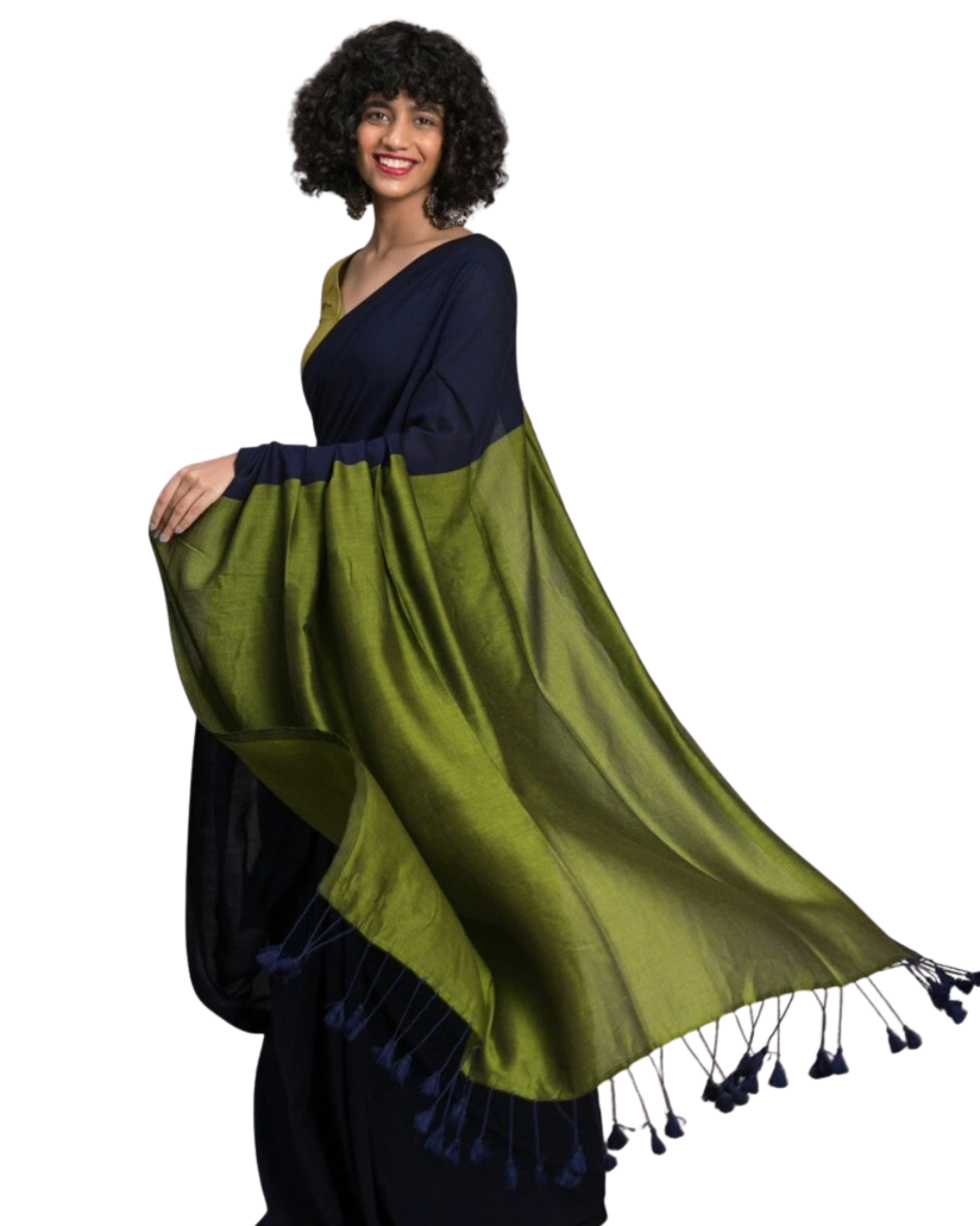 Khadi Cotton Saree | Cotton by Cotton | Double Shaded | Contrast Blouse Piece