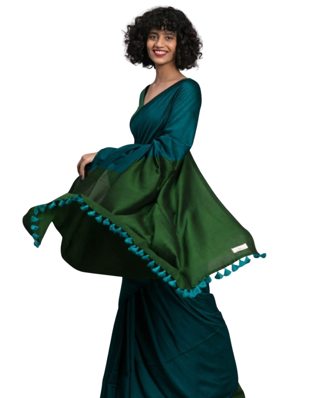 Khadi Cotton Saree | Cotton by Cotton | Double Shaded | Contrast Blouse Piece