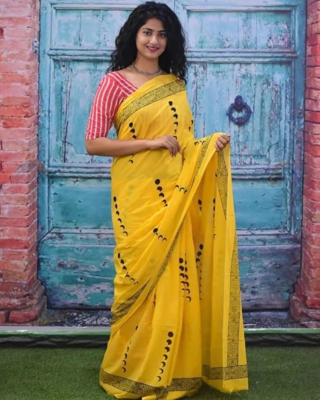 Bagru Block Print Pure Cotton Mulmul Saree