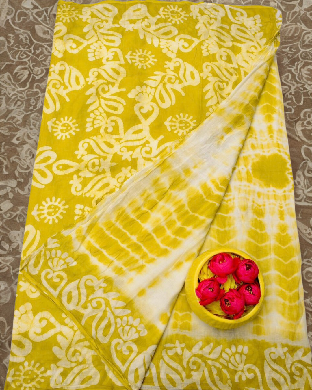 Pure Mul Mul Cotton Hand Wax Batik Saree