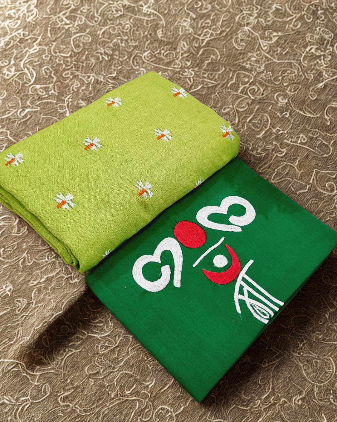 Khadi Cotton Saree with Shiuli Motif Embroidery | Contrast Blouse ...