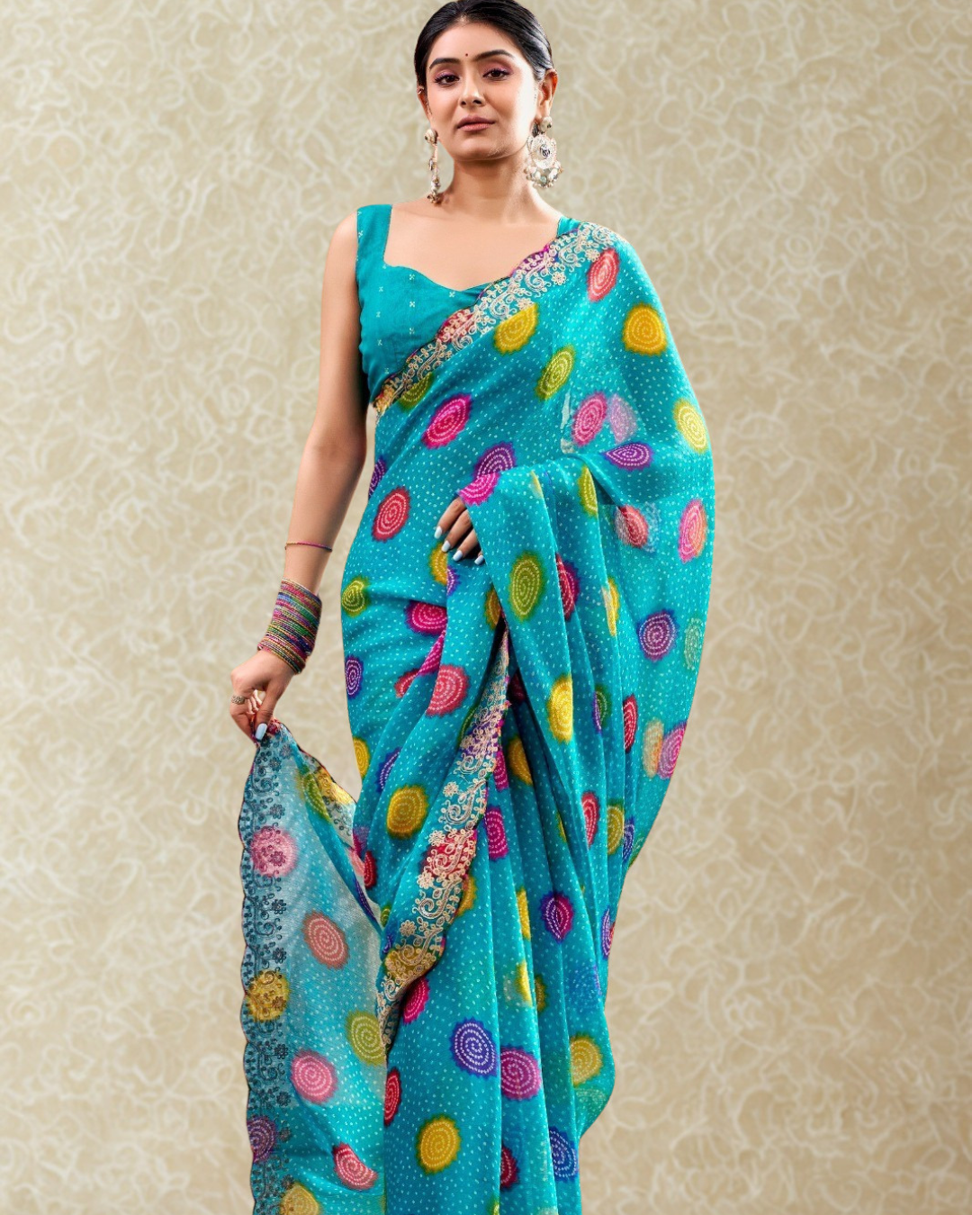 vibrant chiffon saree for women India