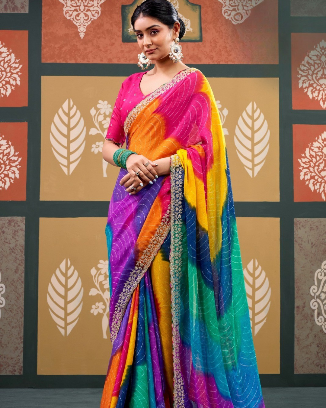 designer embroidered saree for haldi ceremony
