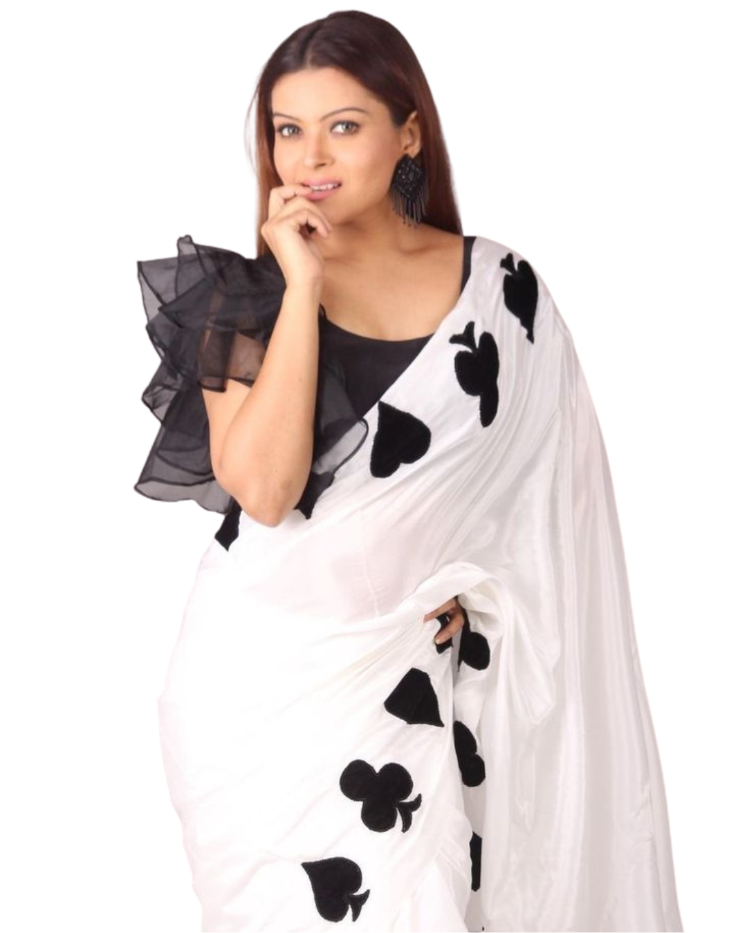 Quirky Print White Color Pure Cotton Mulmul Saree