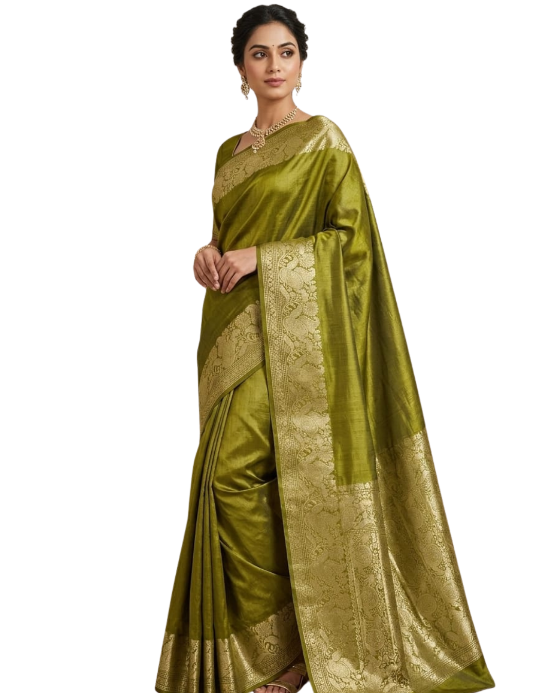 Chhattisgarh Handloom Pure Kosa Tussar Silk Saree | Alfi Border | Rich Jamdani Pallu | Contrast Blouse