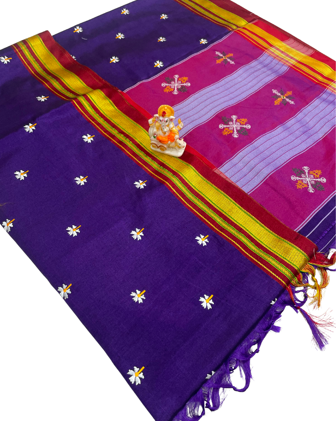 Pure Ilkal Art Silk Prajakta Phool Work Saree