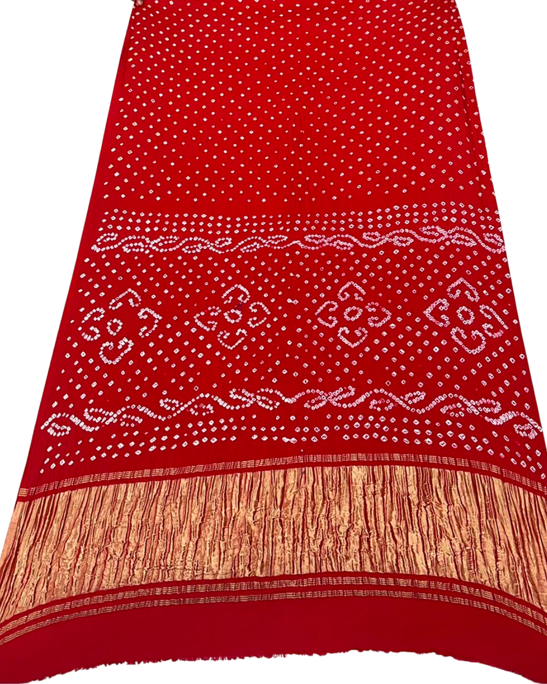 Authentic Modal Silk Hand Tie & Dye Dani Bandhej Saree| Rich Zari Border