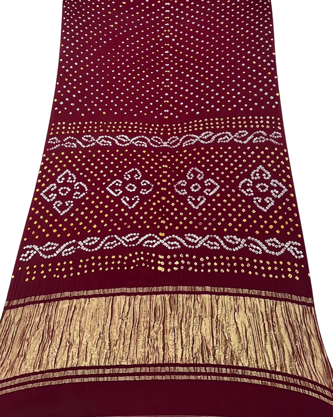 Authentic Modal Silk Hand Tie & Dye Dani Bandhej Saree| Rich Zari Border