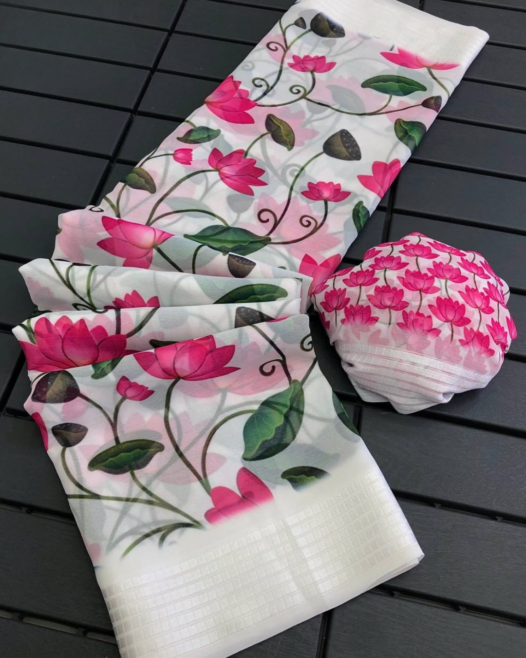 Soft Weightless Chiffon Saree | Pichwai Floral Print