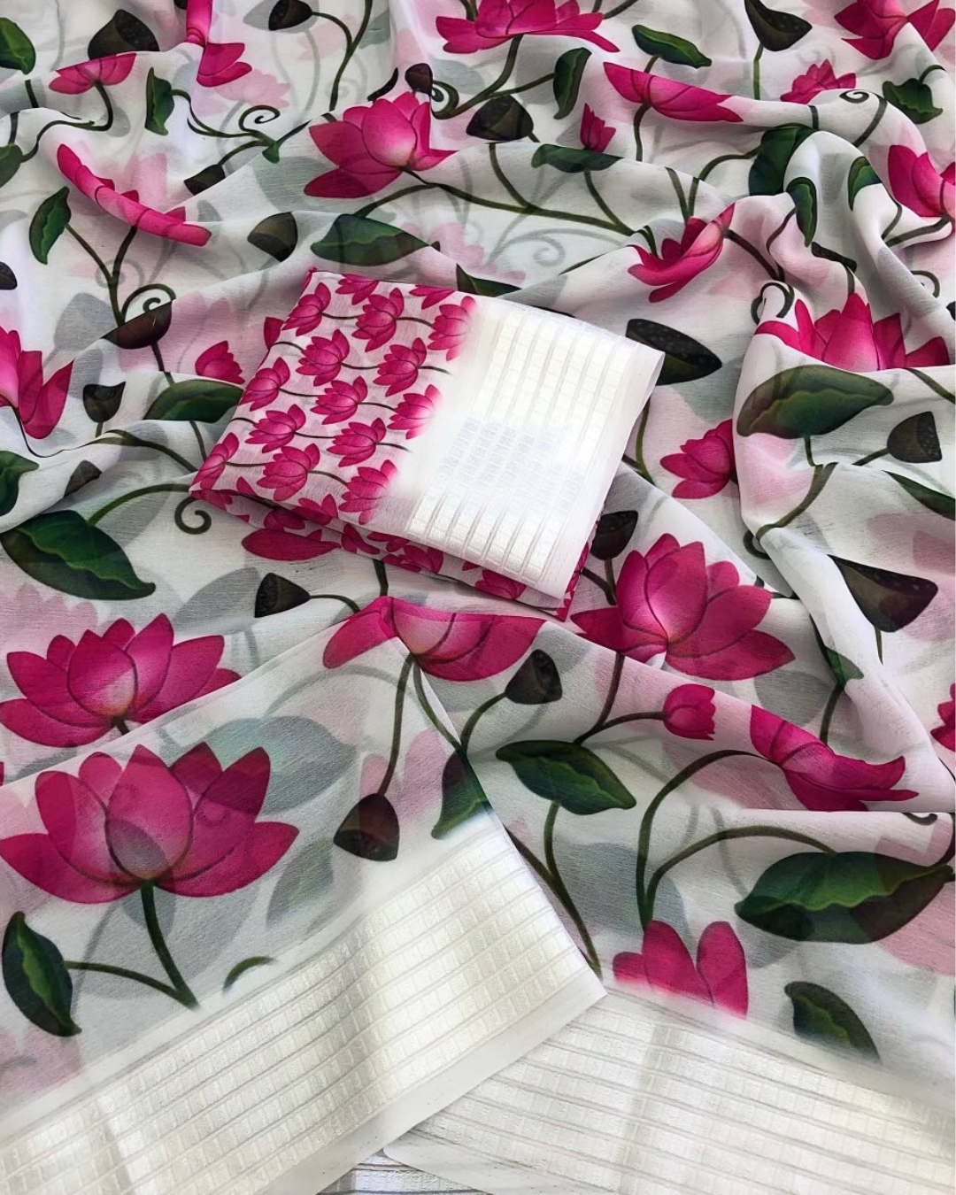 Soft Weightless Chiffon Saree | Pichwai Floral Print