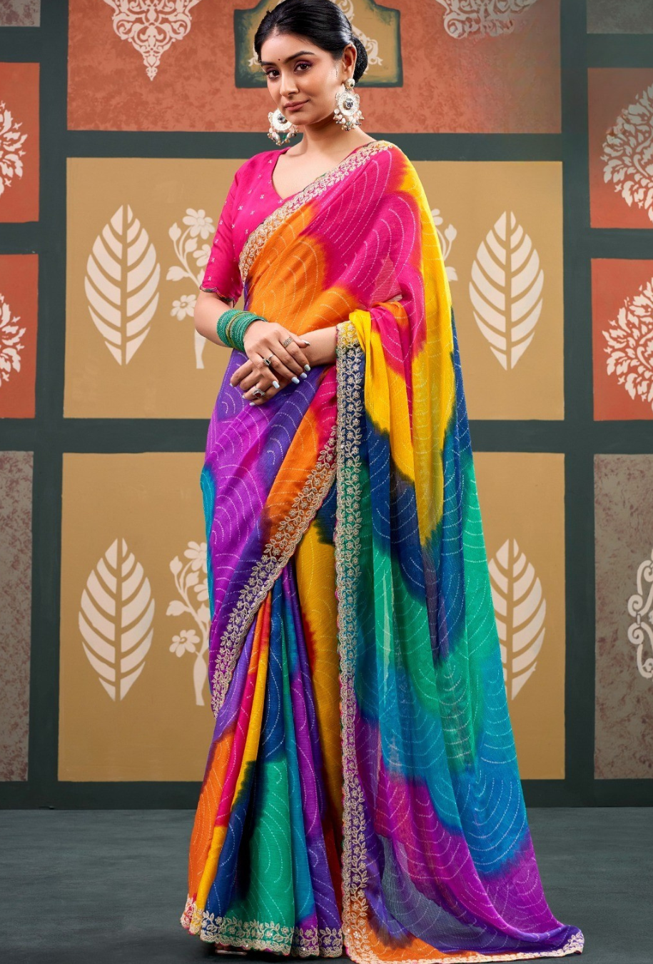 Chiffon Saree with Embroidery Work | Sequin Party Wear Saree