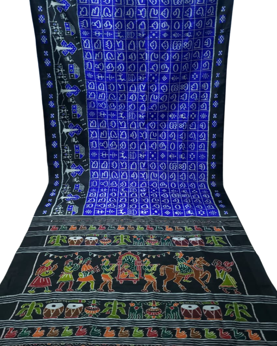 Authentic Odisha Handloom Khandua Mulberry Silk (Pata) Saree | Exclusive Odia Barnamala & Tribal Motif | Traditional Marriage Theme Anchal