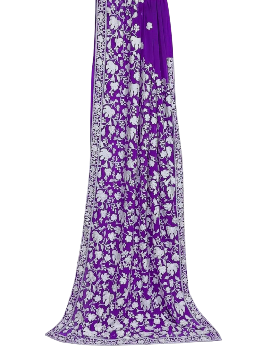 Georgette Pure Kashmiri Aari Work Saree