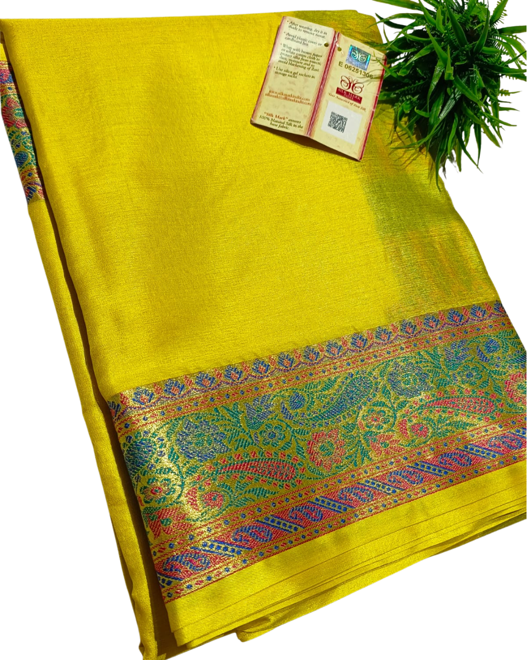 Pure Tussar Silk Tilfi Border Saree With Contrast Blouse Piece