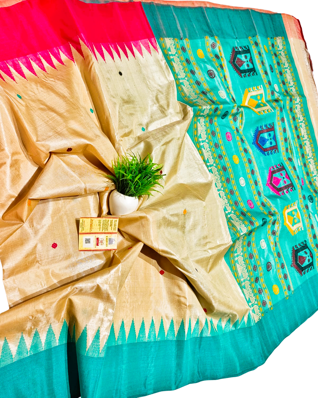 Chhattisgarh Handloom Pure Tussar Dolabedi Pallu Saree