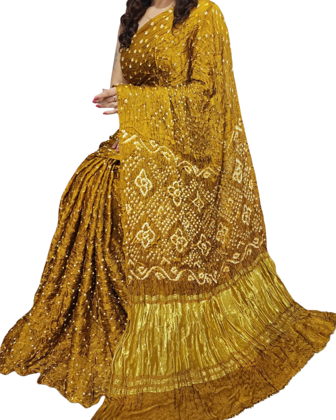 Original Bandhej Modal Silk Saree – Premium Bandhni Dye With Blouse Piece