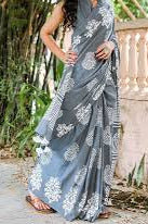 Dusty Grey Pure Cotton Mul Saree | Natural Eco-Friendly Colors