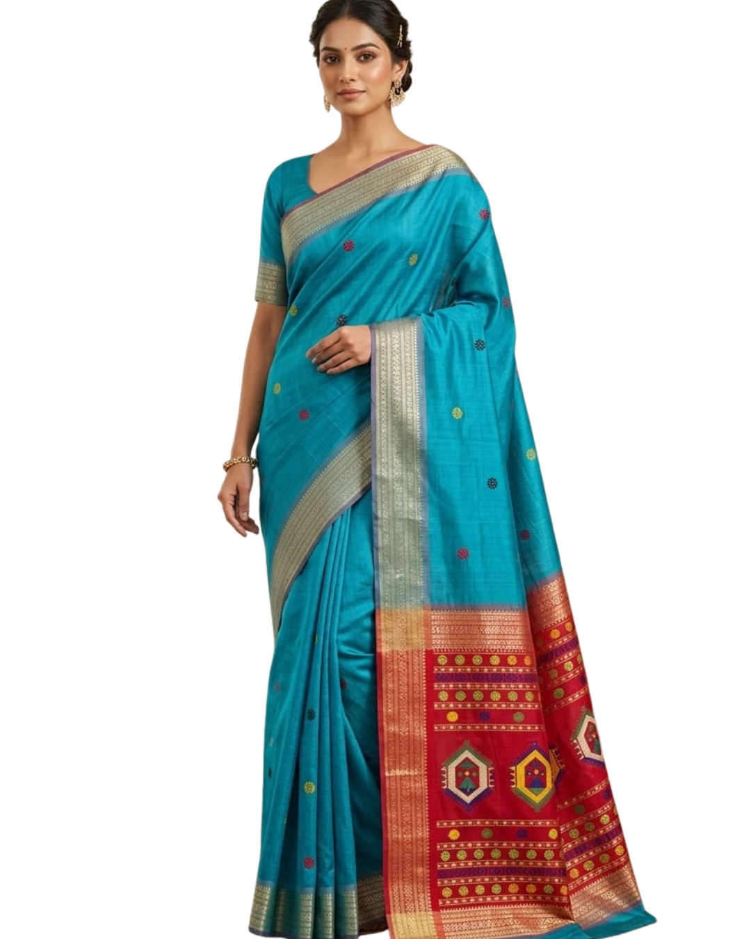 Chhattisgarh Pure Tussar Handloom Saree with Vidarbha Border & Dolabedi Pallu
