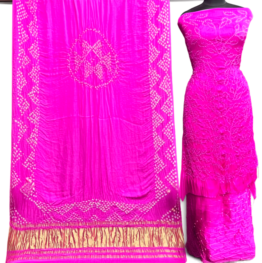 Premium Modal Bandhej 3-Piece Suit Set with Dupatta | Barik Bandhej & Rai Dana Bandhej
