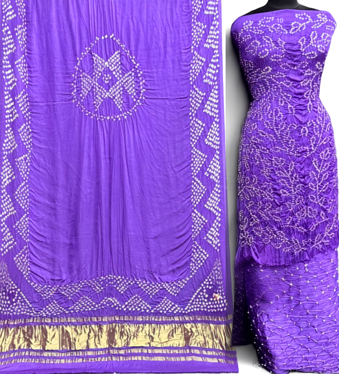 Premium Modal Bandhej 3-Piece Suit Set with Dupatta | Barik Bandhej & Rai Dana Bandhej