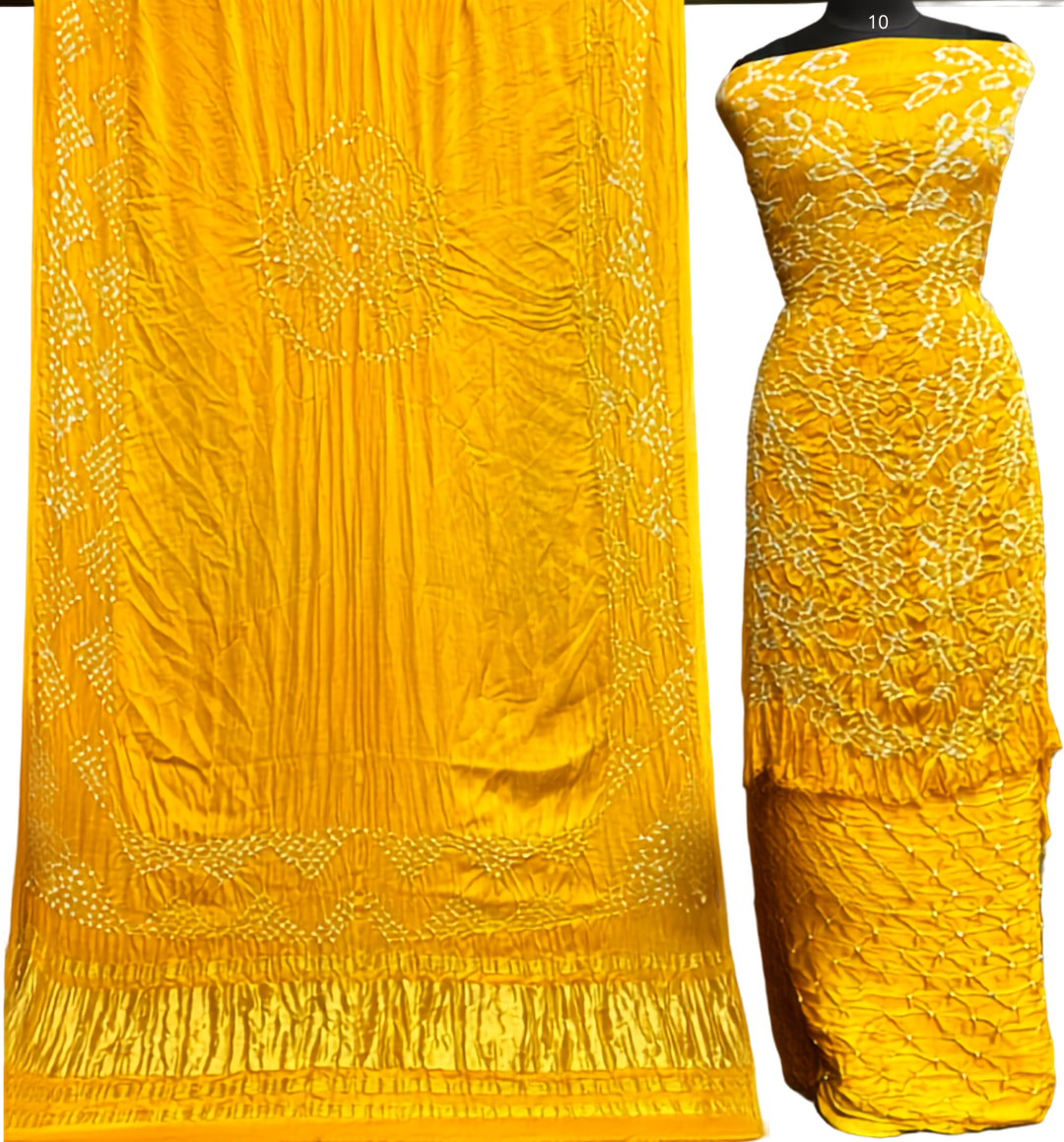 Premium Modal Bandhej 3-Piece Suit Set with Dupatta | Barik Bandhej & Rai Dana Bandhej