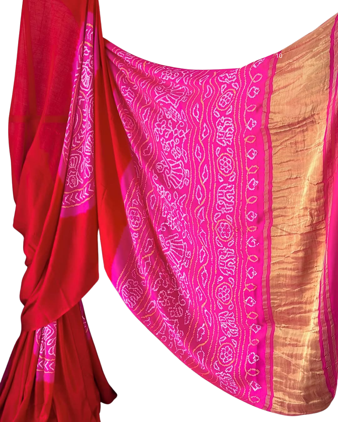 Pure Gaji Silk Rasmandal Bandhani Saree | Fine & Rai Bandhej Saree from Gujarat