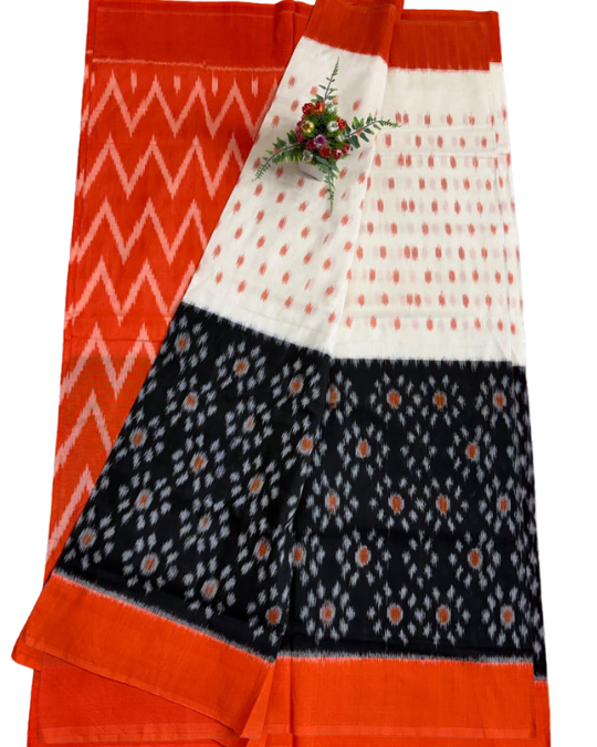 Pochampally Double Ikat Mercerized Cotton Saree
