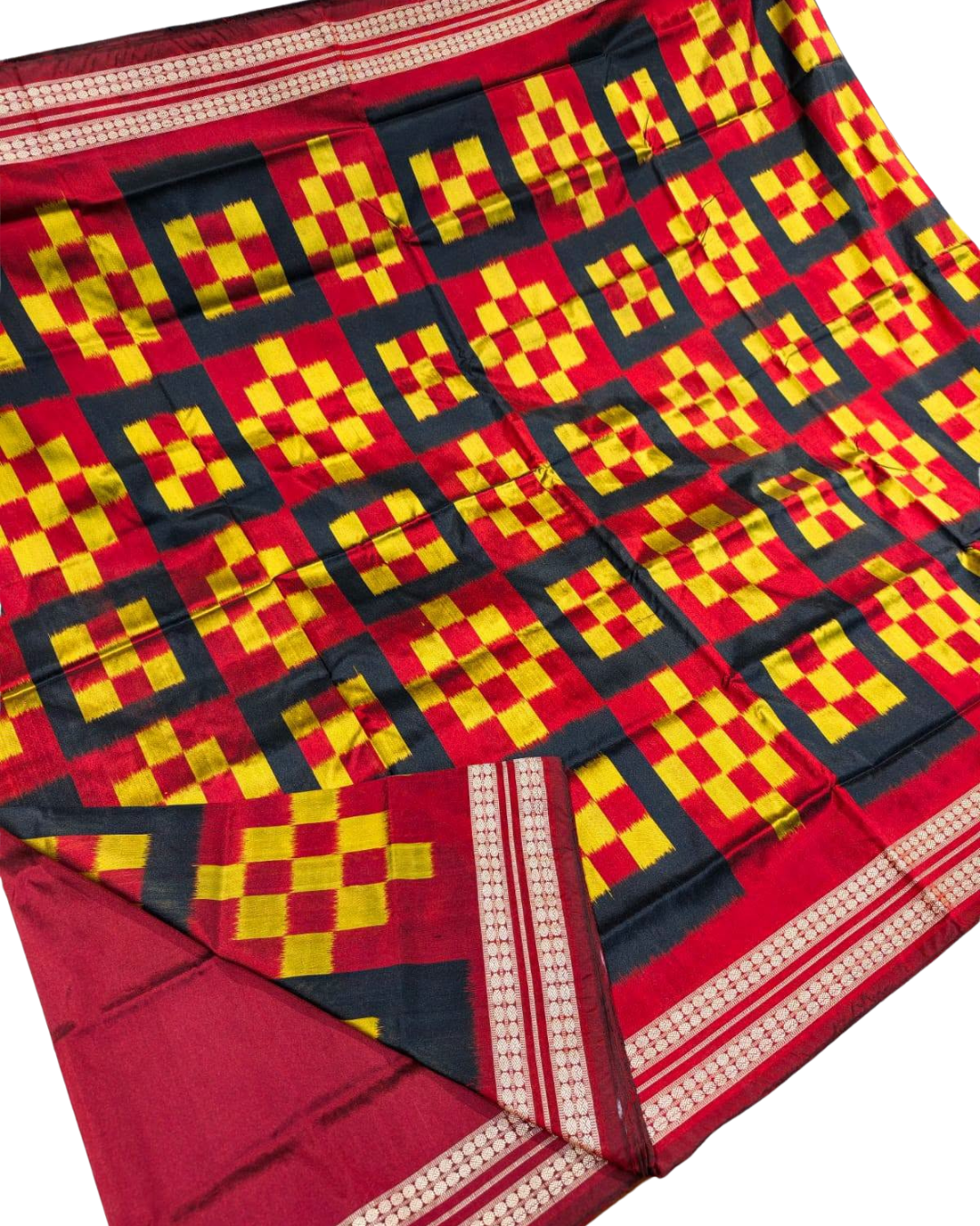 Odisha Handloom Pasapali Silk Saree – Yellow & Red