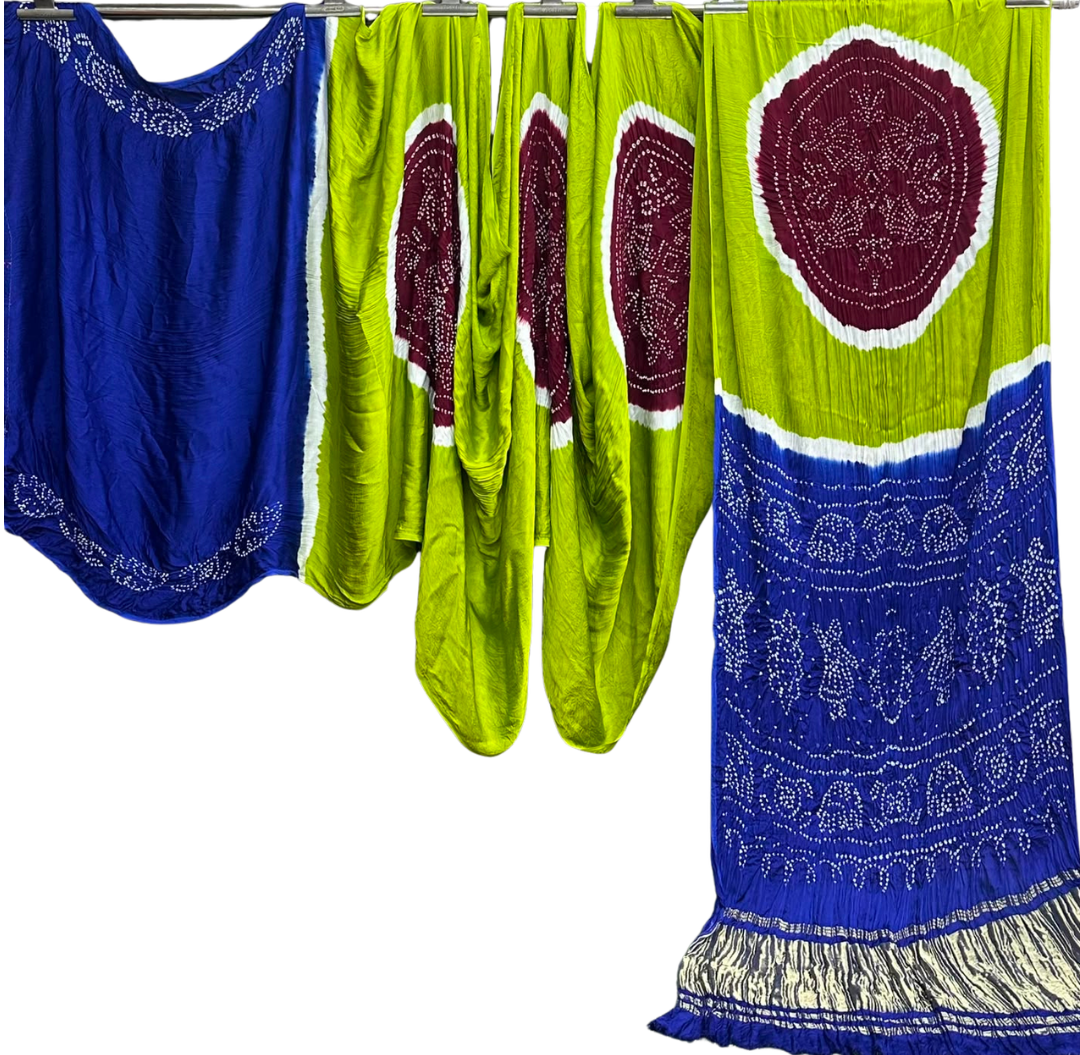 Gujarati Bandhej Saree – Dandiya Ras Kasumbo with Fine Rai Bandhej