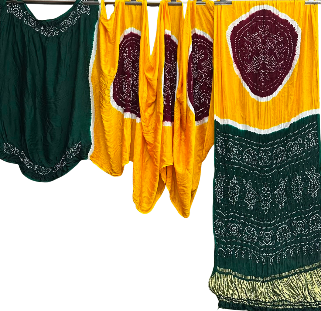 Gujarati Bandhej Saree – Dandiya Ras Kasumbo with Fine Rai Bandhej