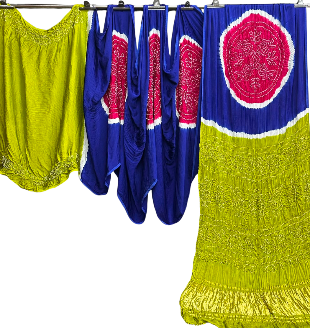 Gujarati Bandhej Saree – Dandiya Ras Kasumbo with Fine Rai Bandhej