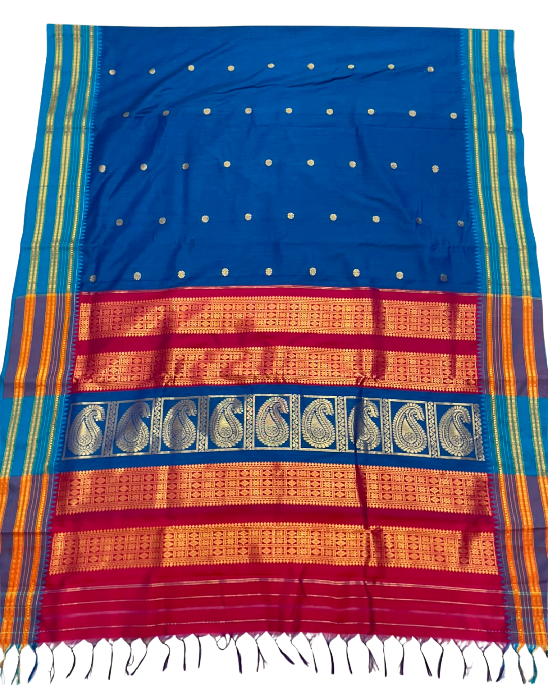 Bestseller Narayanpeth Border Cotton Acrylic Saree With Contrast Meena Pallu