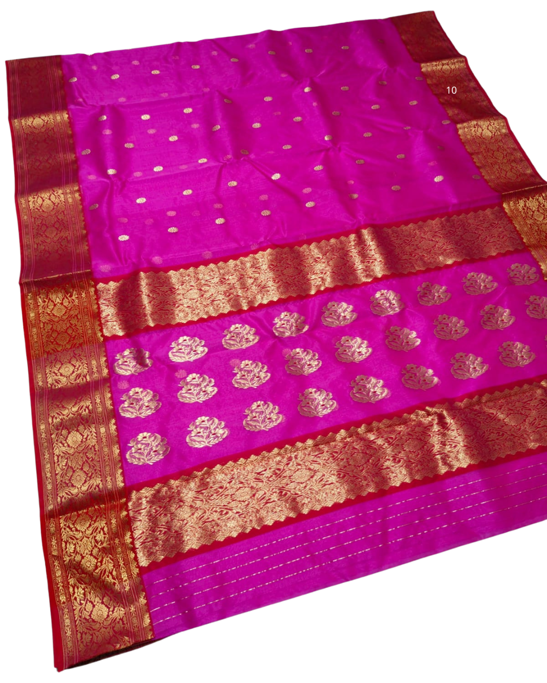 Magenta Pink Katan Silk Nakshi Border Pure Chanderi Silk Handloom Saree
