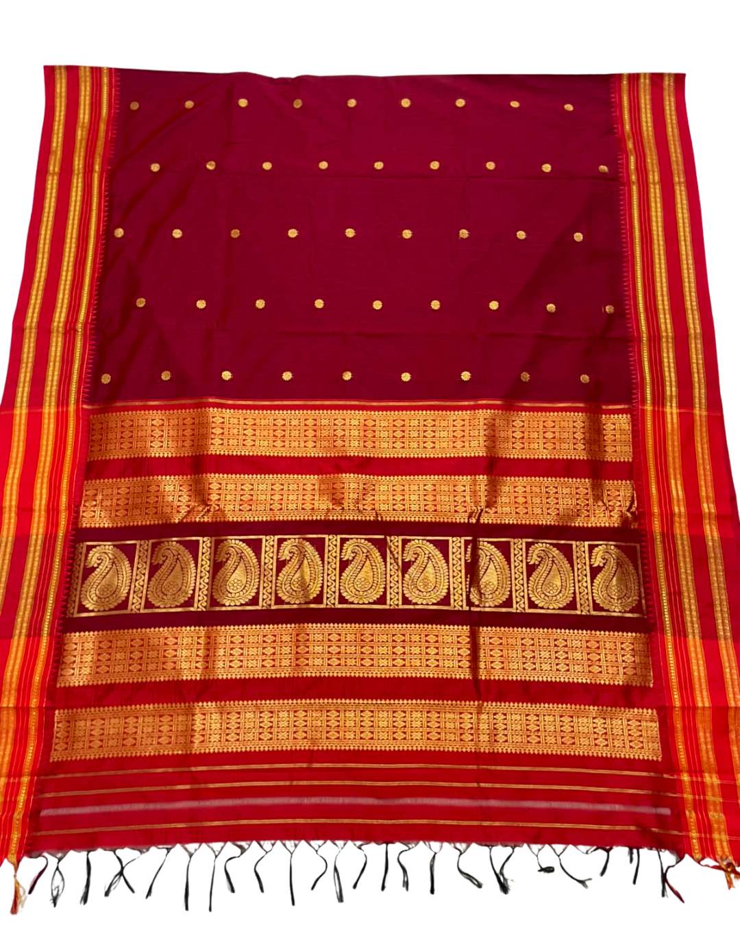 Bestseller Narayanpeth Border Cotton Acrylic Saree With Contrast Meena Pallu