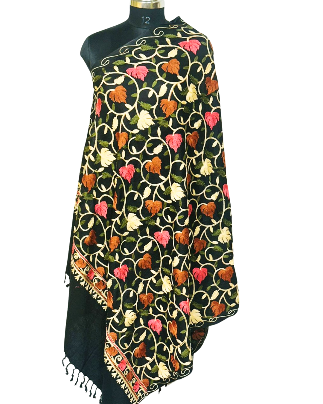 Pure Kashmiri Arii Work Winter Shawl – Fine Wool | Hand-Embroidered Elegance