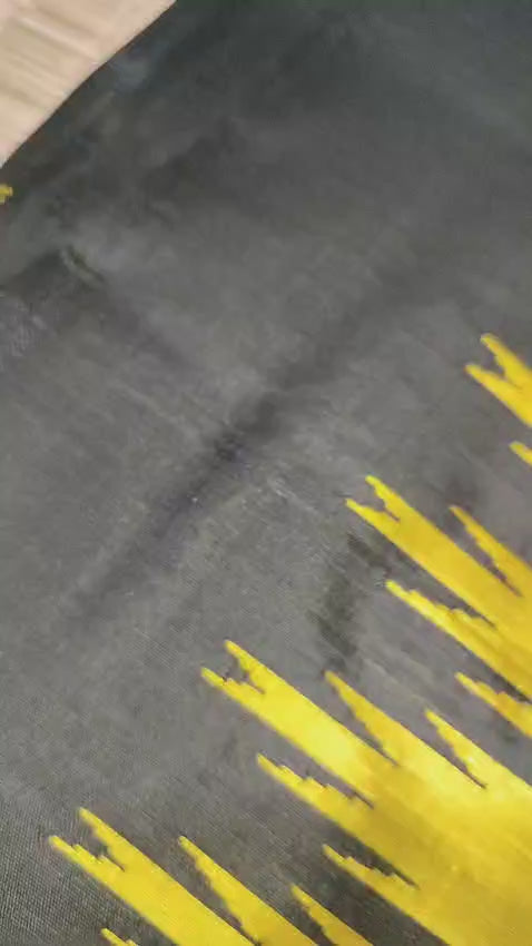 Mustard Yellow Odisha Handloom Berhampuri Double Pallu Silk Saree | Multicolor Thread Work