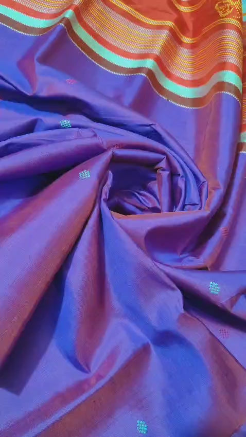Royal Purple Color Dual Tone Berhampuri Double Pallu Silk Saree