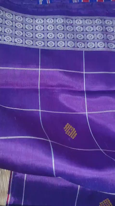 Exclusive Purple Berhampuri Double Pallu Silk Saree with Blouse Piece