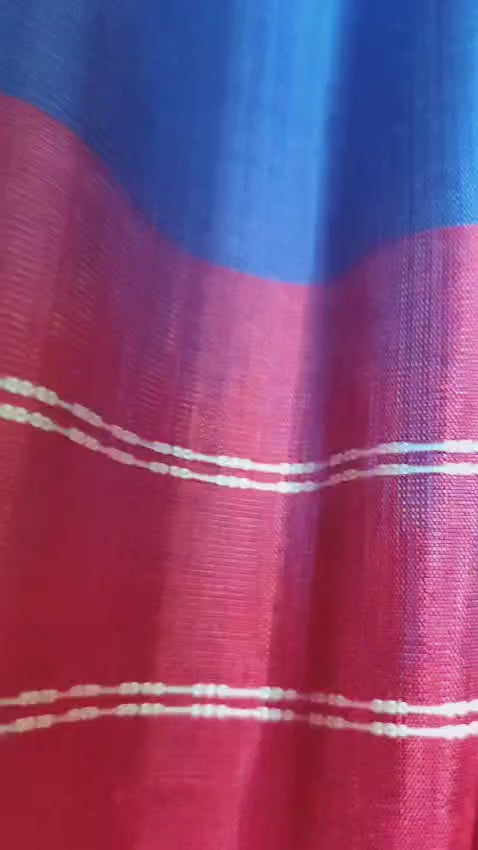 Exclusive Blue Color Berhampuri Double Pallu Silk Saree