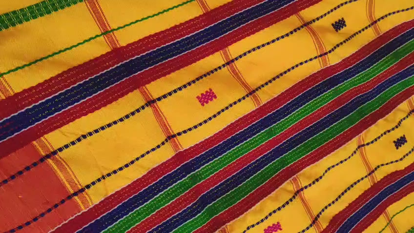 Yellow Color Tribal Handloom Santhali Sico Saree