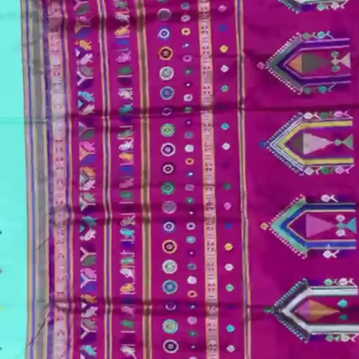 Aqua Blue Pure Silk Dolabedi Authentic Handloom Saree