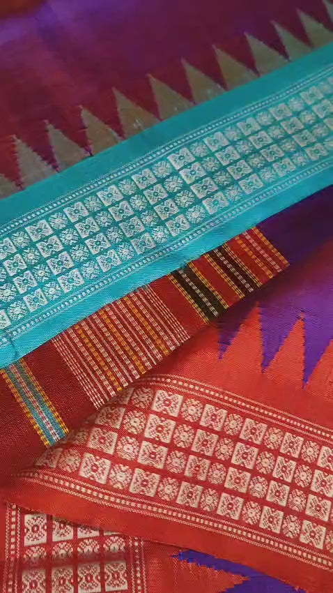 Luxury Purple Color Dual Tone Berhampuri Double Pallu Silk Saree