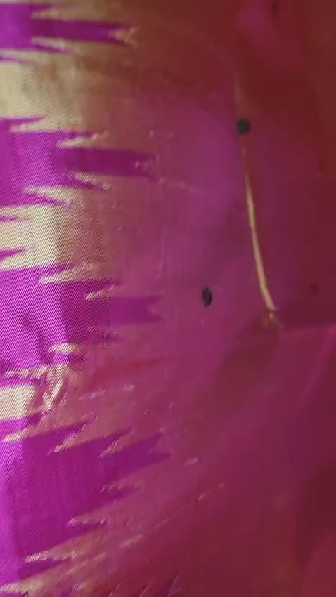 Beautiful Color Combination of Authentic Berhampuri Silk Handloom Saree With Contrast Blouse Piece